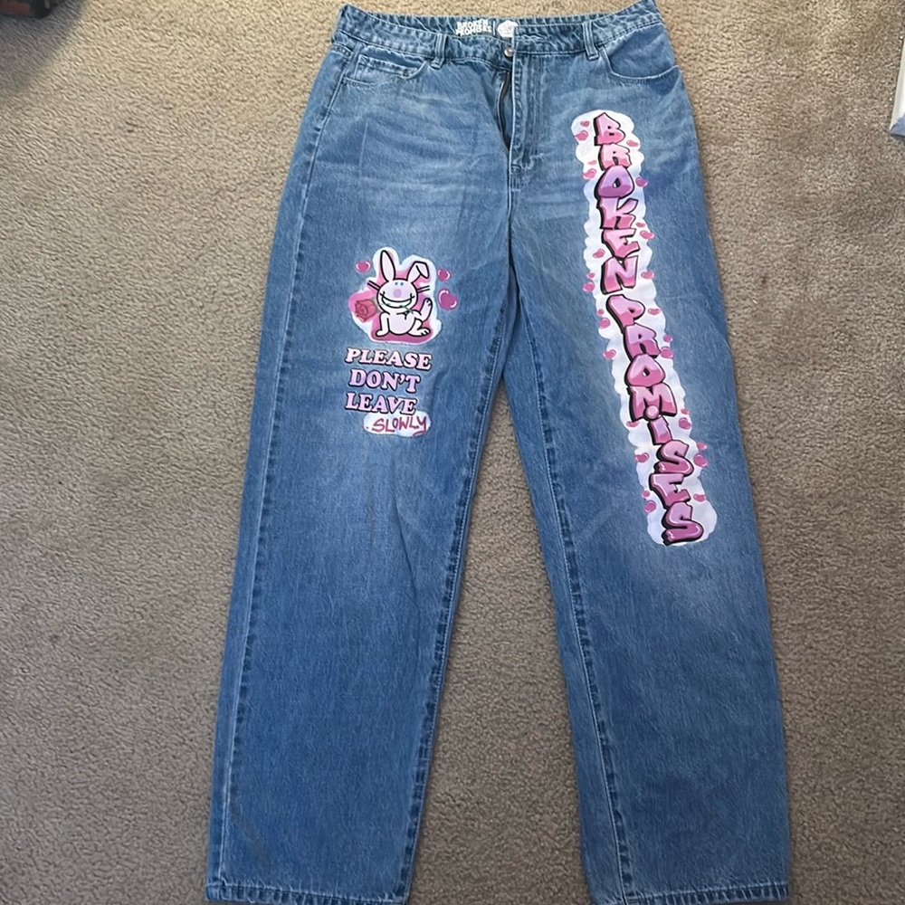 Broken Promises x Happy Bunny Jeans size 12